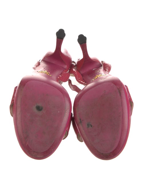 Prada Patent Leather Scalloped Accent Sandals