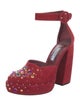 Prada Suede Crystal Embellishments D'Orsay Pumps