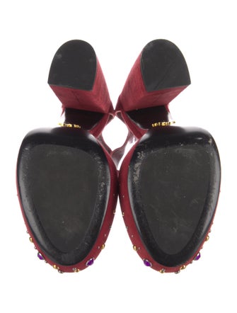 Prada Suede Crystal Embellishments D'Orsay Pumps