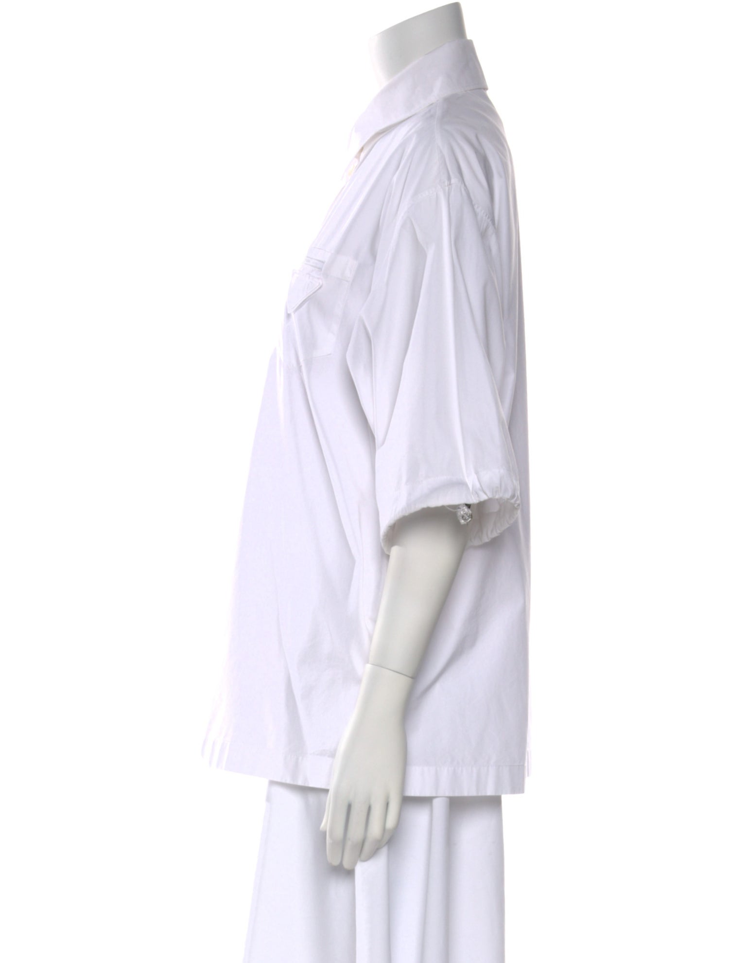 Prada 2021 Puff Sleeve Poplin Button-Up Top