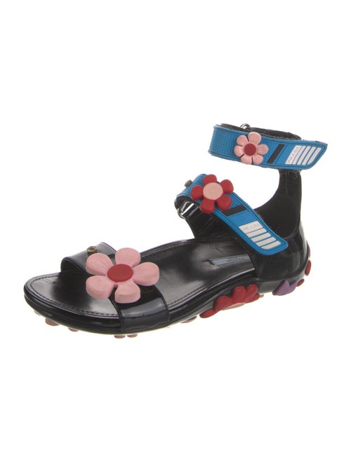 Prada Patent Leather Floral Print Gladiator Sandals