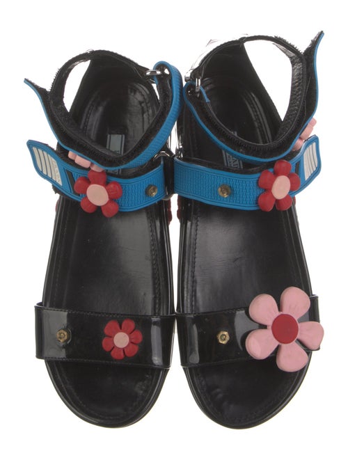 Prada Patent Leather Floral Print Gladiator Sandals