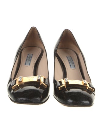 Prada Patent Leather Crystal Embellishments Pumps
