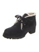 Prada Suede Fur Trim Lace-Up Boots