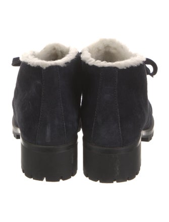 Prada Suede Fur Trim Lace-Up Boots