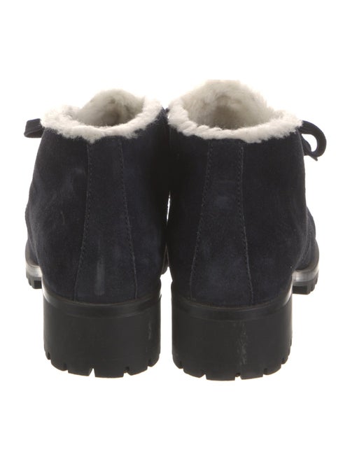 Prada Suede Fur Trim Lace-Up Boots
