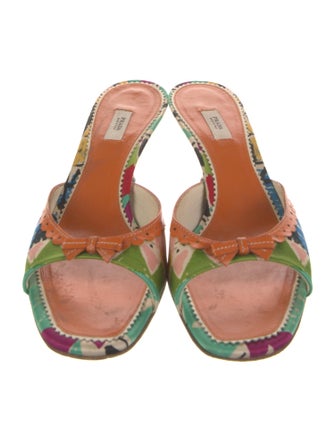 Prada Printed Bow Accents Slides