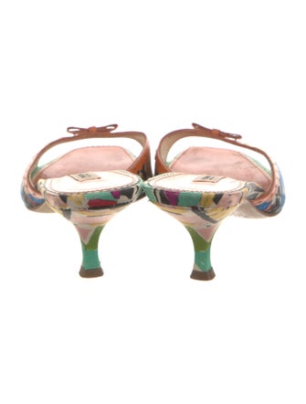 Prada Printed Bow Accents Slides