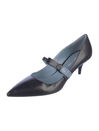 Prada Leather Bow Accents D'Orsay Pumps