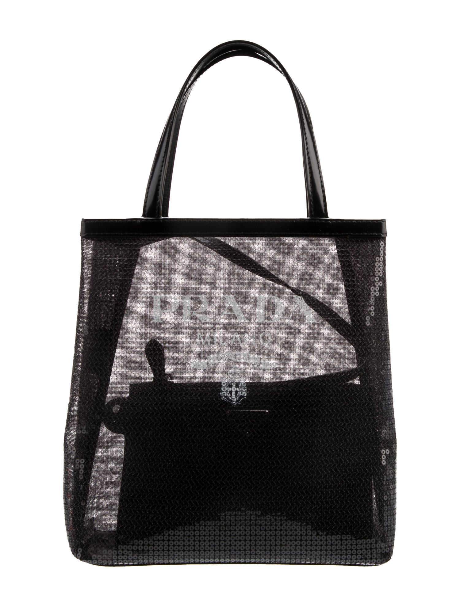 Prada Enameled Metal Triangle Top Handle Bag