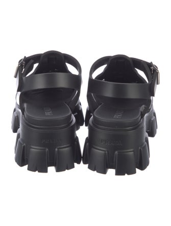 Prada Leather Cutout Accent Gladiator Sandals
