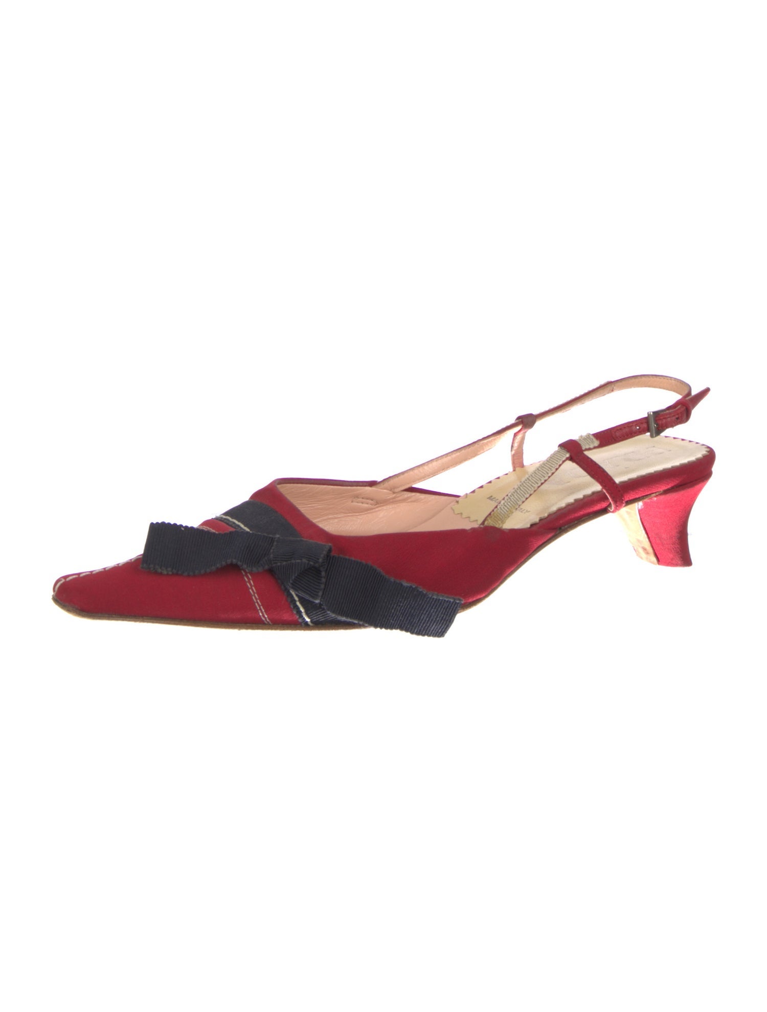 Prada Satin Colorblock Pattern Slingback Pumps
