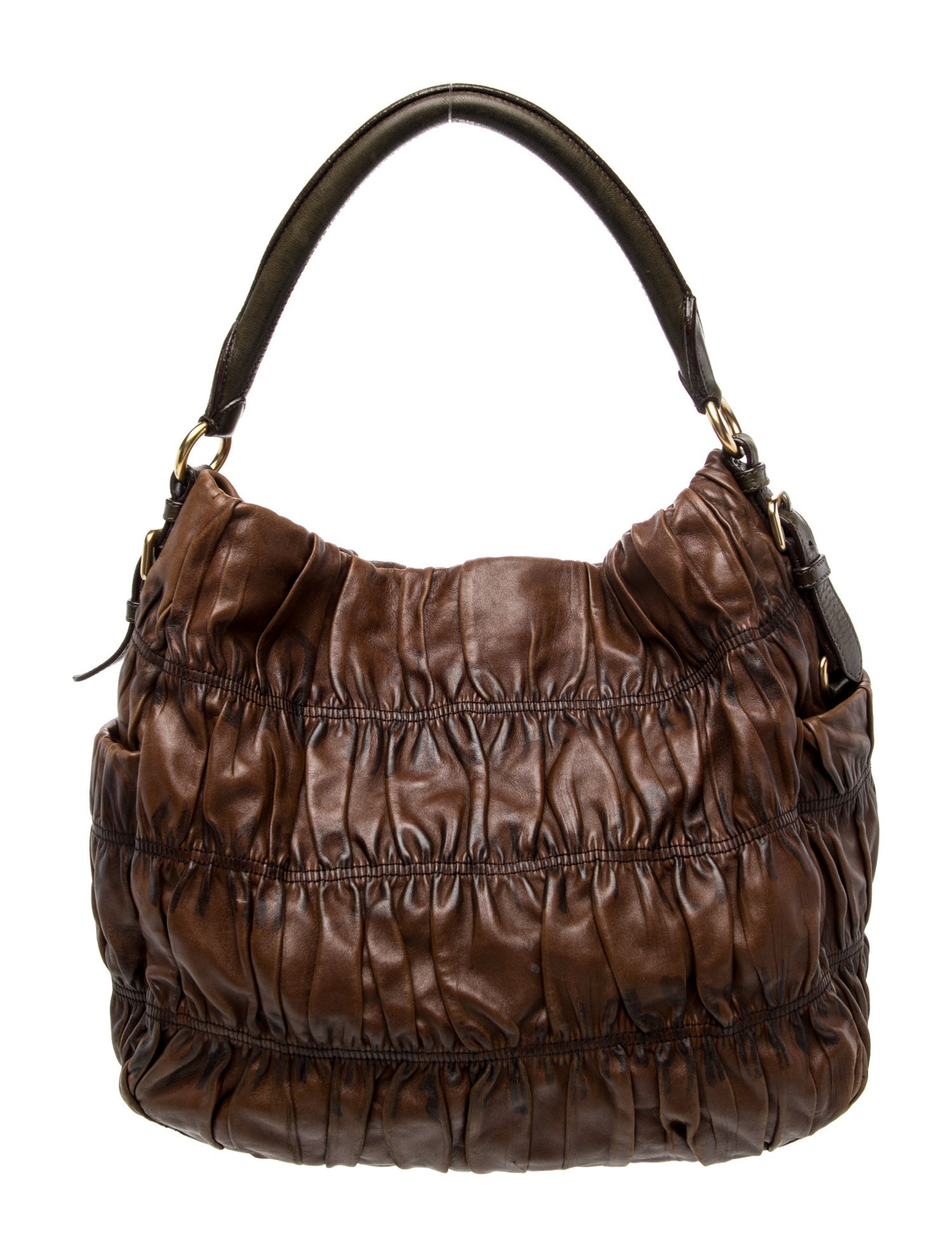 Prada Enameled Metal Triangle Top Handle Bag