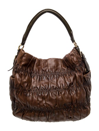 Prada Enameled Metal Triangle Top Handle Bag