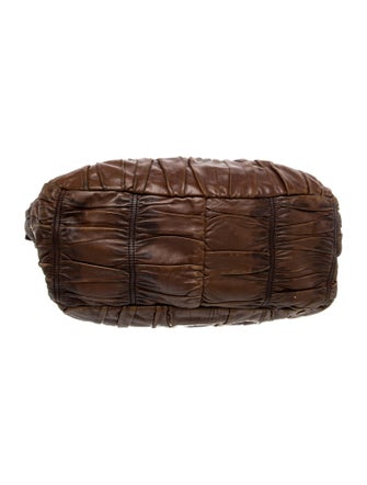 Prada Enameled Metal Triangle Top Handle Bag