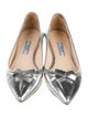 Prada Patent Leather Bow Accents Ballet Flats