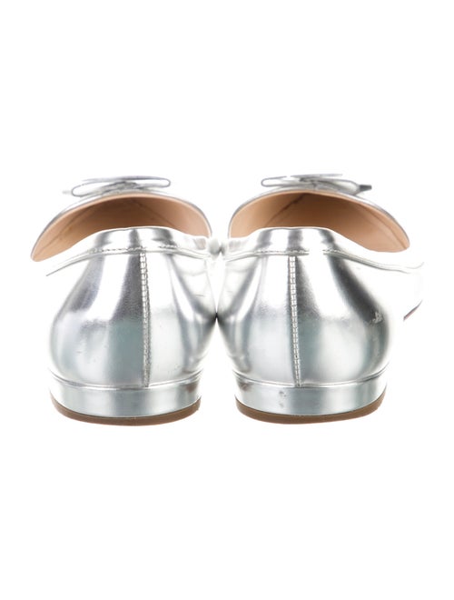 Prada Patent Leather Bow Accents Ballet Flats