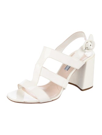 Prada Patent Leather Cutout Accent Slingback Sandals