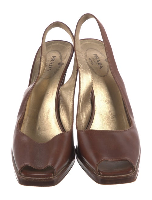 Prada Leather Cutout Accent Slingback Pumps