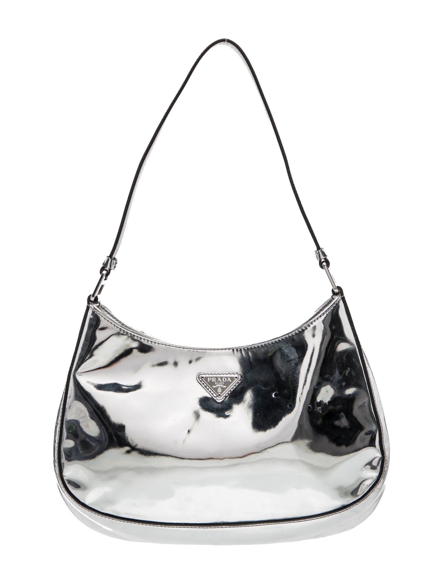 Prada Enameled Metal Triangle Cleo