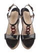 Prada Patent Leather Chain-Link Accents T-Strap Sandals