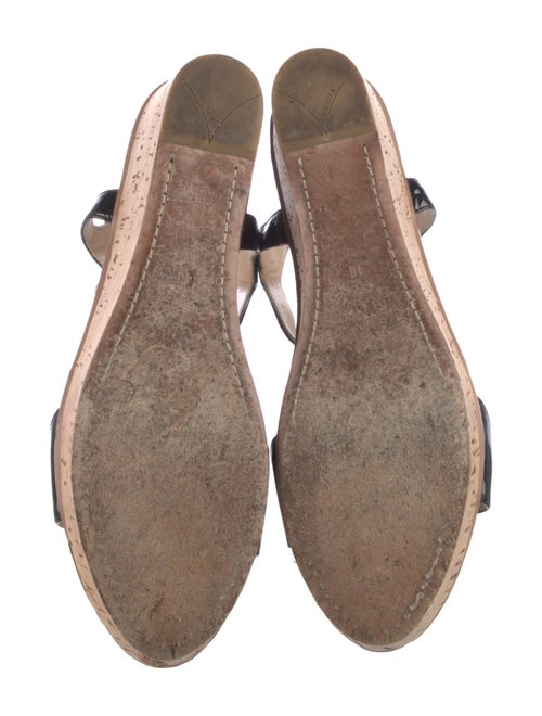 Prada Patent Leather Chain-Link Accents T-Strap Sandals