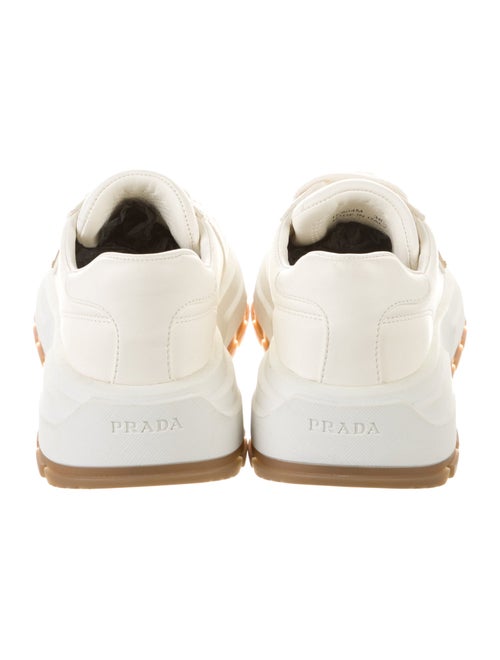 Prada Enameled Metal Triangle Leather Sneakers