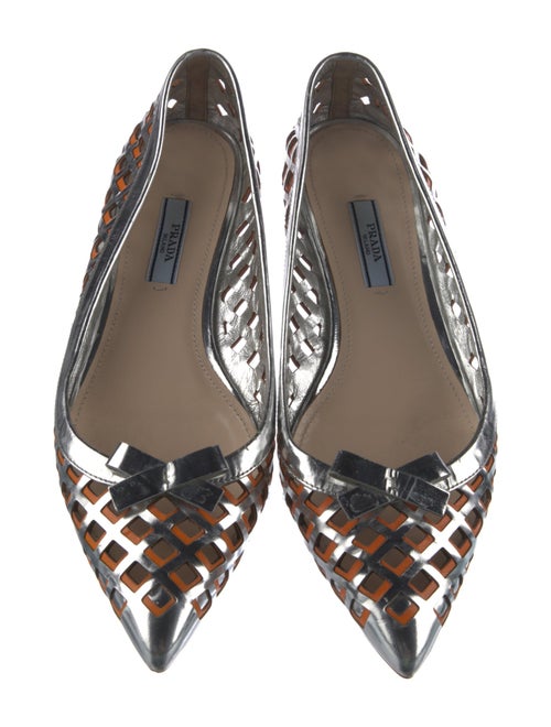 Prada Leather Bow Accents Flats