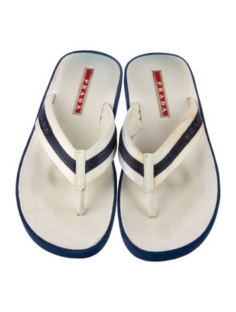 Prada Sport Rubber Striped Flip Flops