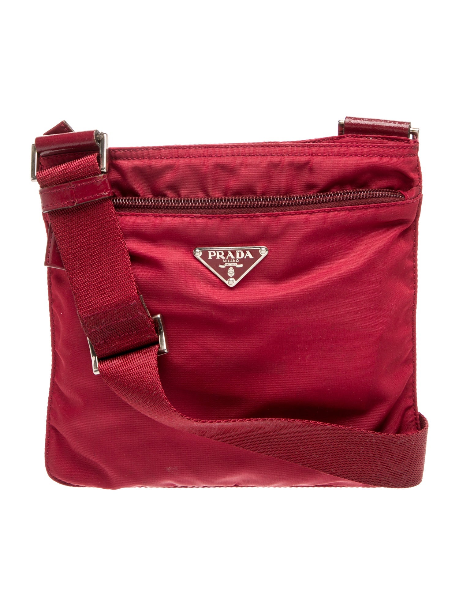 Prada Enameled Metal Triangle Messenger Bag