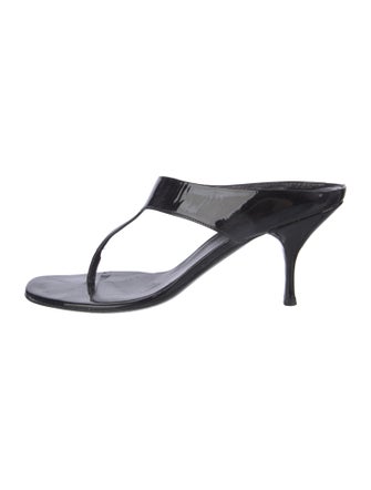 Prada Patent Leather T-Strap Sandals