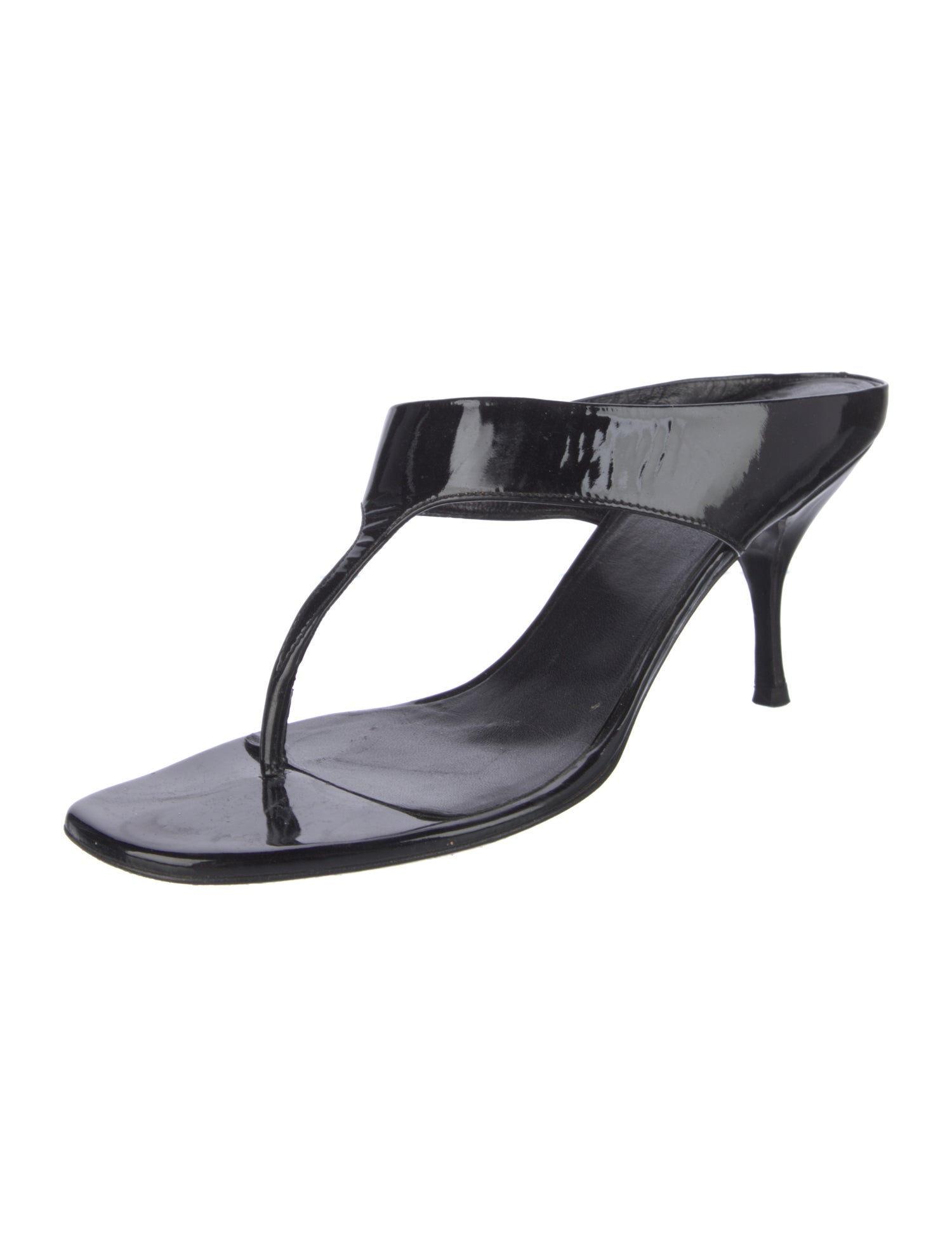 Prada Patent Leather T-Strap Sandals