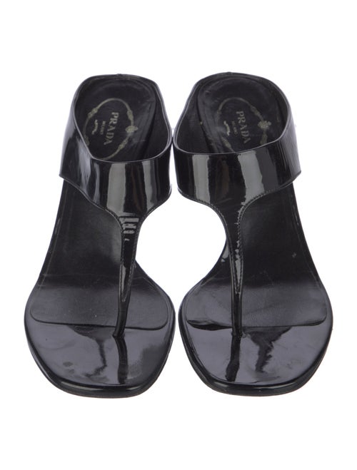 Prada Patent Leather T-Strap Sandals