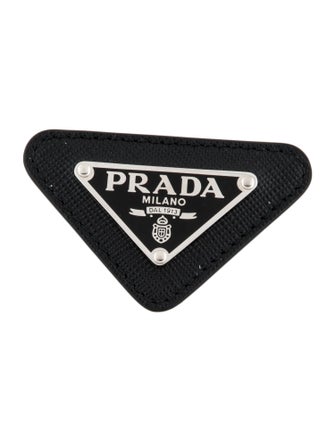 Prada Saffiano Leather & Enamel Triangle Pin Brooch