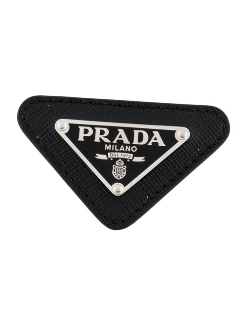 Prada Saffiano Leather & Enamel Triangle Pin Brooch