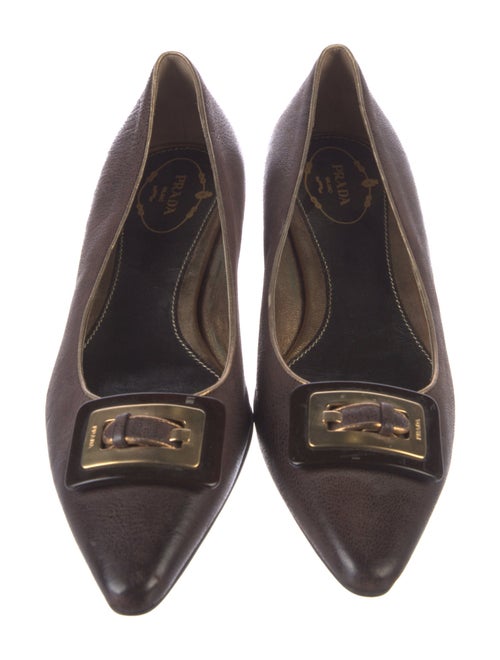 Prada Leather Glitter Accents Flats