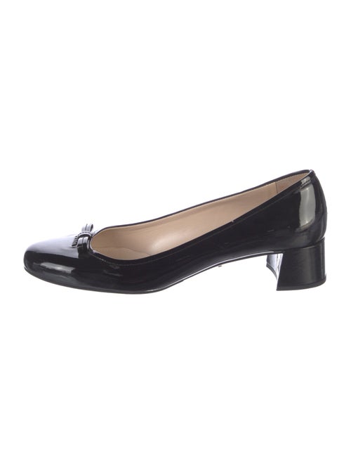 Prada Patent Leather Bow Accents Ballet Flats