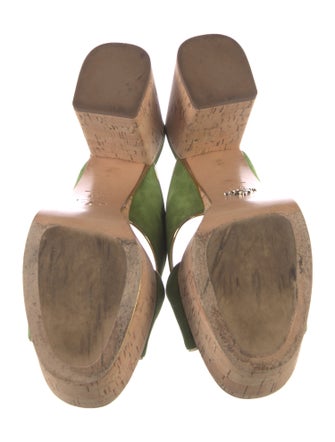 Prada Suede Leather Trim Embellishment Slides