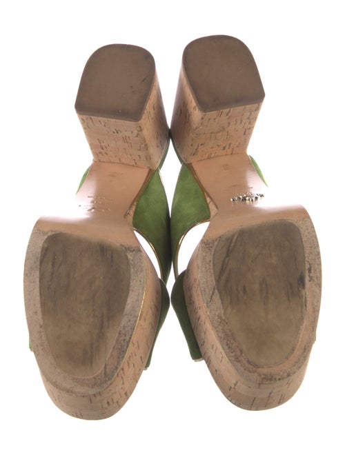 Prada Suede Leather Trim Embellishment Slides