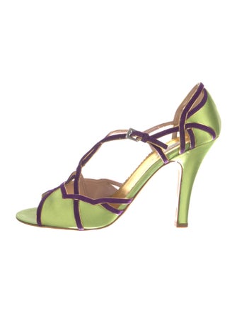 Prada Satin Patterned T-Strap Pumps