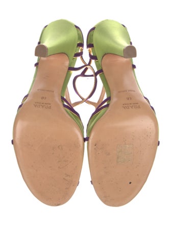 Prada Satin Patterned T-Strap Pumps