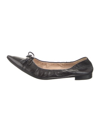 Prada Leather Bow Accents Ballet Flats