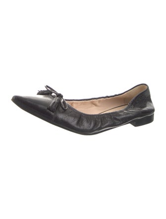Prada Leather Bow Accents Ballet Flats