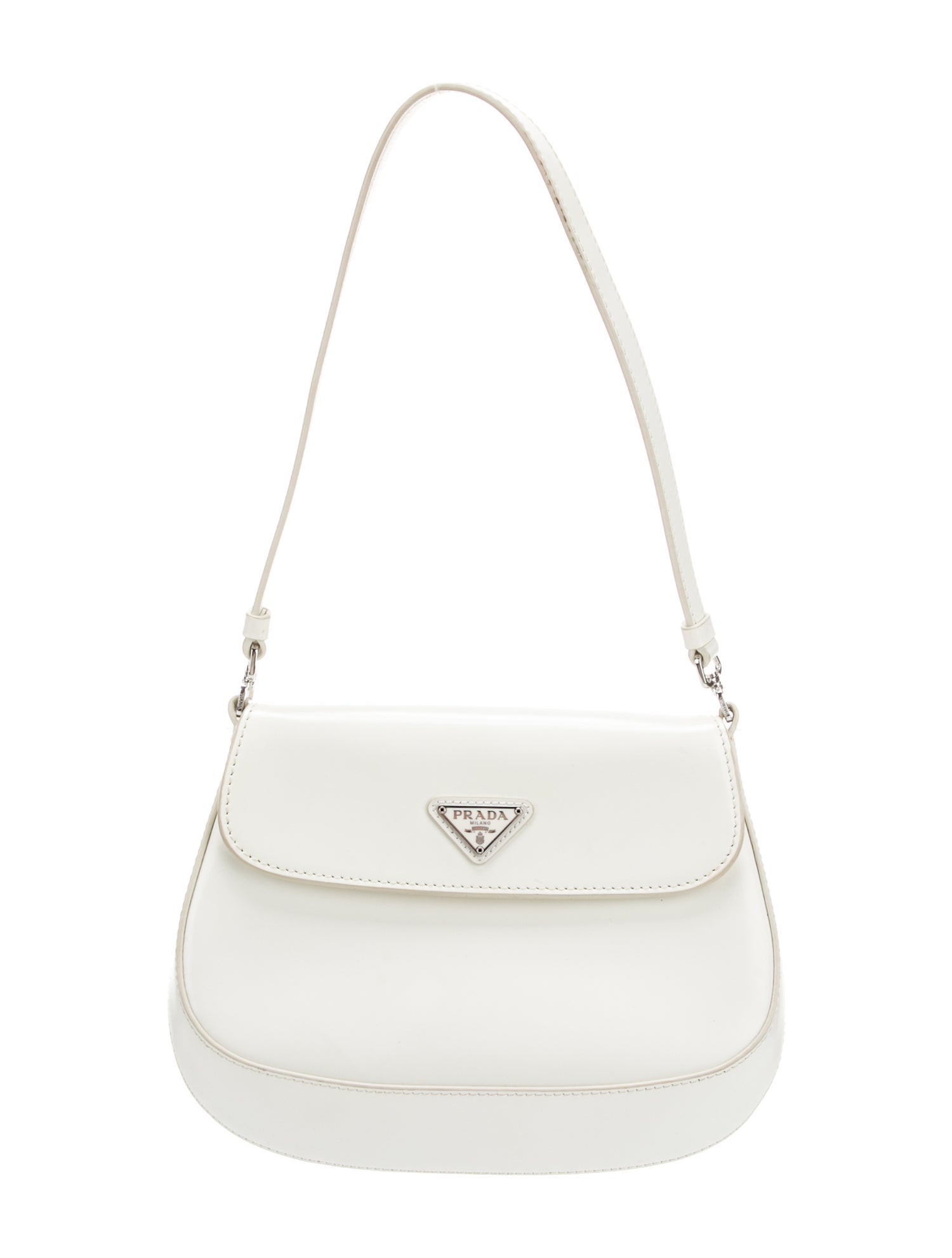 Prada Enameled Metal Triangle Cleo