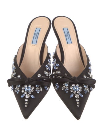 Prada Satin Floral Print Mules