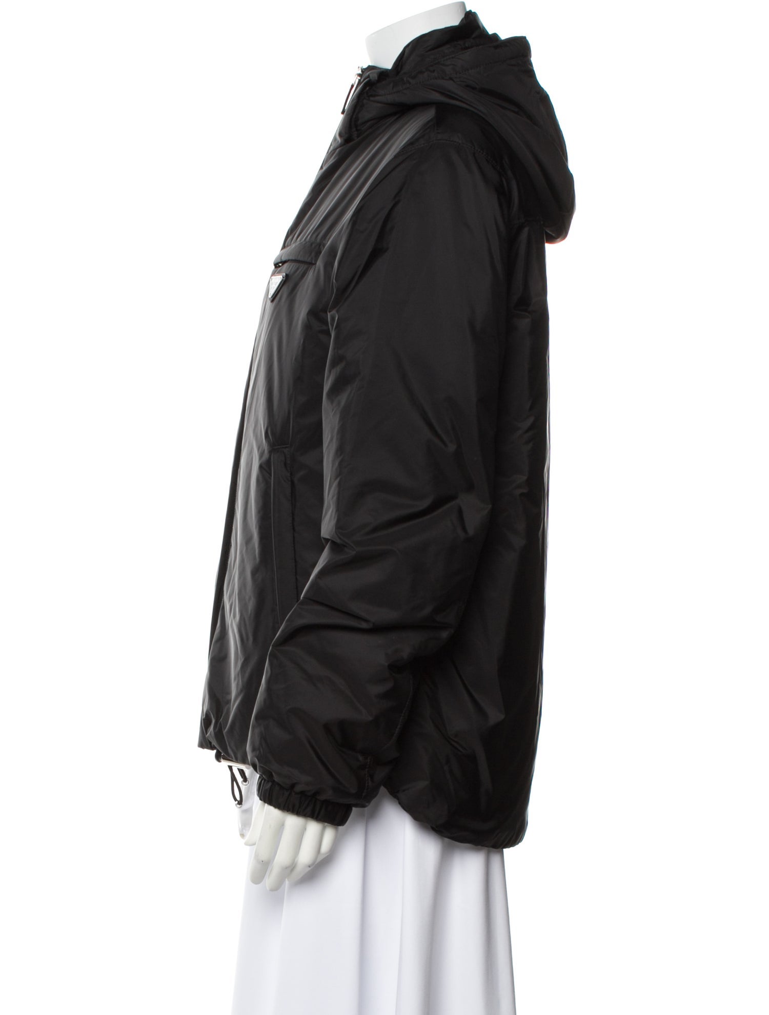 Prada 2019 Enameled Metal Triangle Puffer Coat