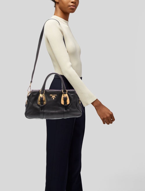 Prada Soft Calf Leather Top Handle Bag