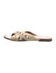 Prada Straw Crystal Embellishments Slides