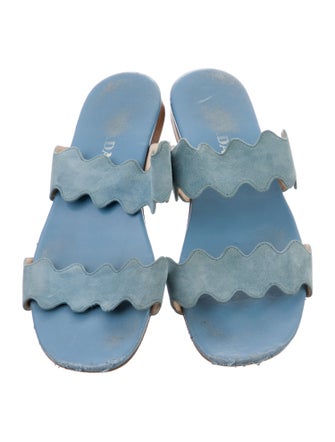 Prada Suede Scalloped Accent Slides