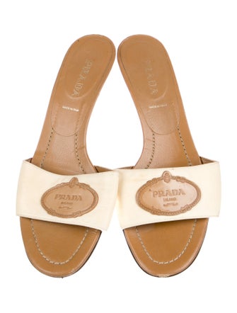 Prada Nylon Graphic Print Slides